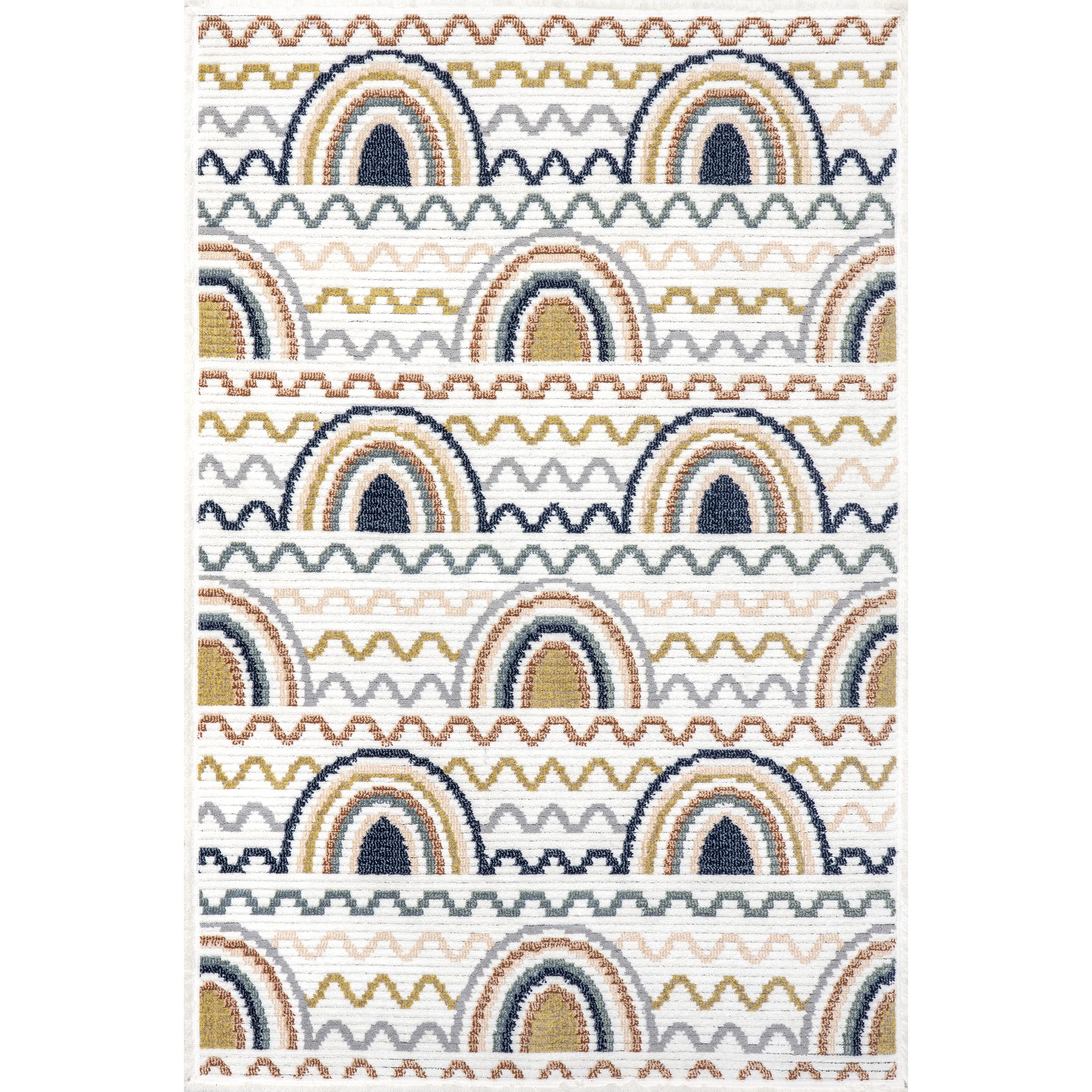 nuLOOM Kaarina Multi Rainbow Kids Fringe Accent Rug, 3x5, Blue