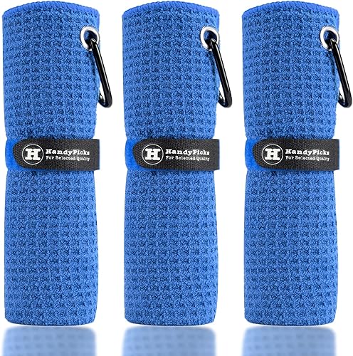 Miniatura 13 de Handy Picks Toalla de Golf de Microfibra (16" X 16") con Clip de Mosquetón, Toalla de Golf con Patrón de Waffle con Cierre de Gancho y Bucle - La