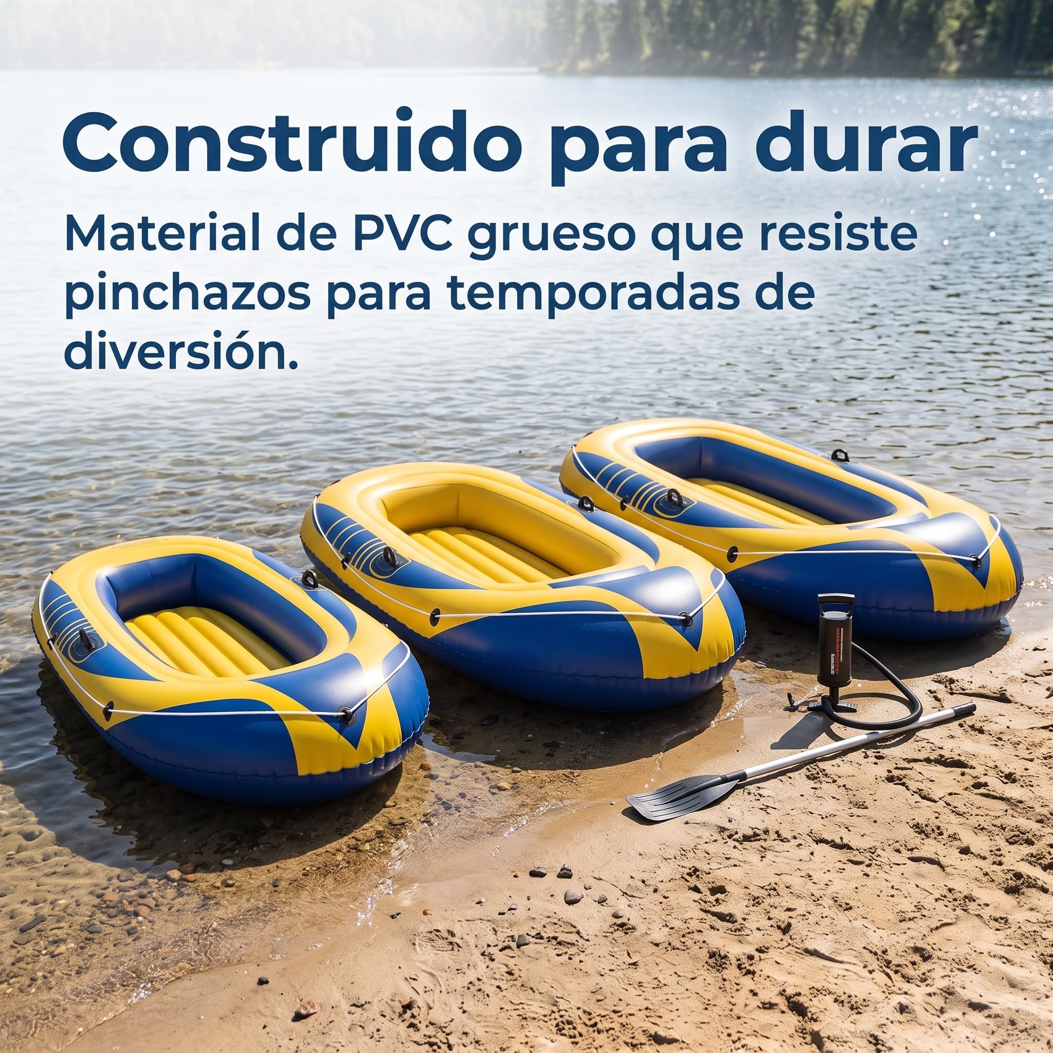 Bateau Gonflable Adulte en PVC, Embarcation Pneumatique pour 2 ou 3 Personnes, 160 kg