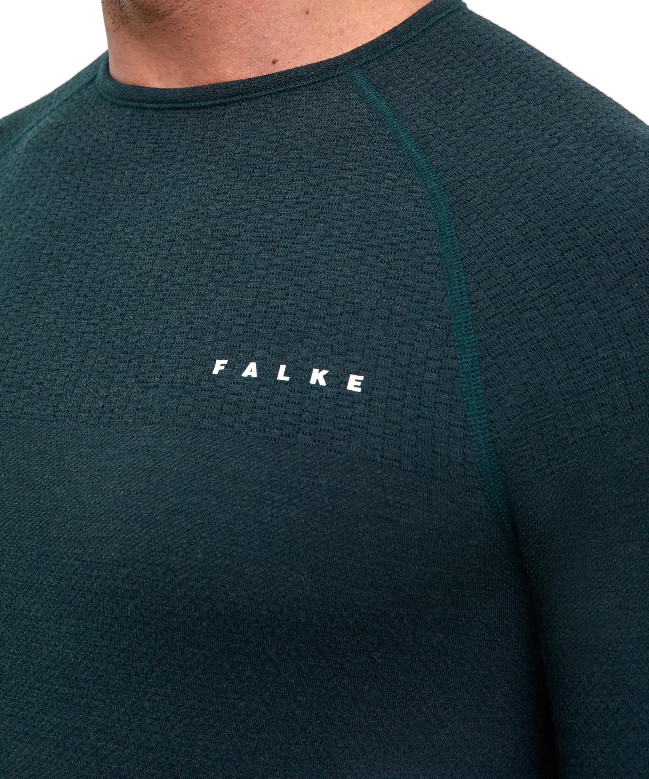 FALKE Mężczyźni Warstwa podstawowa (góra) Wool-Tech Protective M L/s Sh wełna materiał funkcjonalny szybkoschnące ciepłe 1 Sztuka, Zielony Holly 7385, S