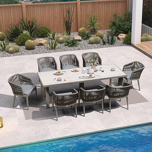 PURPLE LEAF 9 Pieces Outdoor Dining Set Patio Table and