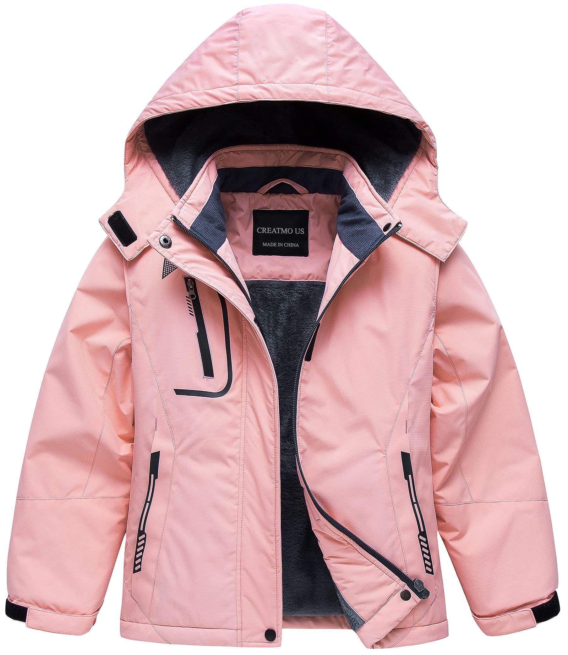CREATMO USGirl's Waterproof Ski Jacket Warm Winter Snow Coat Windproof Snowboarding Rain Jacket
