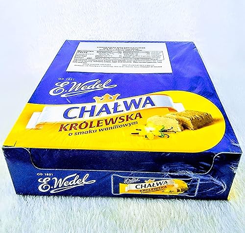E.Wedel Chalwa Krolewska Vanilla - Halva de sésamo polaco con sabor a vainilla, 9 piezas x 3.53 oz (caja completa)