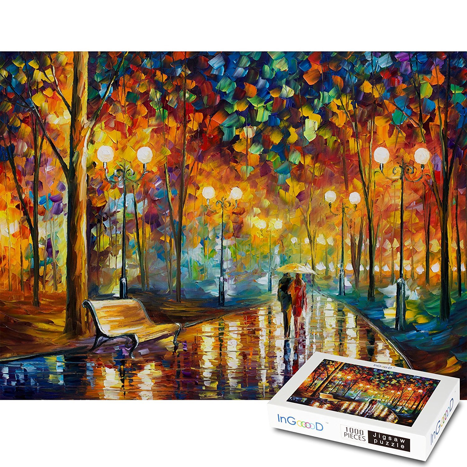 Ingooood Rainy Night Walk Wooden Puzzle 1000 Pieces