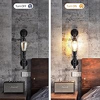 Vista 3 de Farmhouse Antique Wall Sconce Set of 2 Rustic Vintage Steampunk Water Pipe Sconce Lights E26 Industrial Wall Mount Lamp Gothic Lighting Fixture