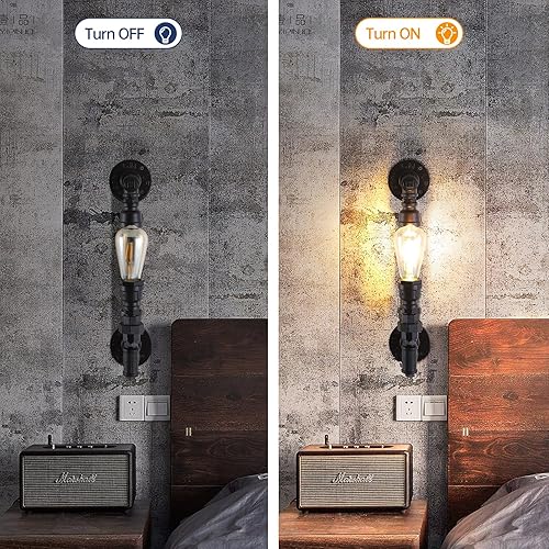 Miniatura 3 de Farmhouse Antique Wall Sconce Set of 2 Rustic Vintage Steampunk Water Pipe Sconce Lights E26 Industrial Wall Mount Lamp Gothic Lighting Fixture