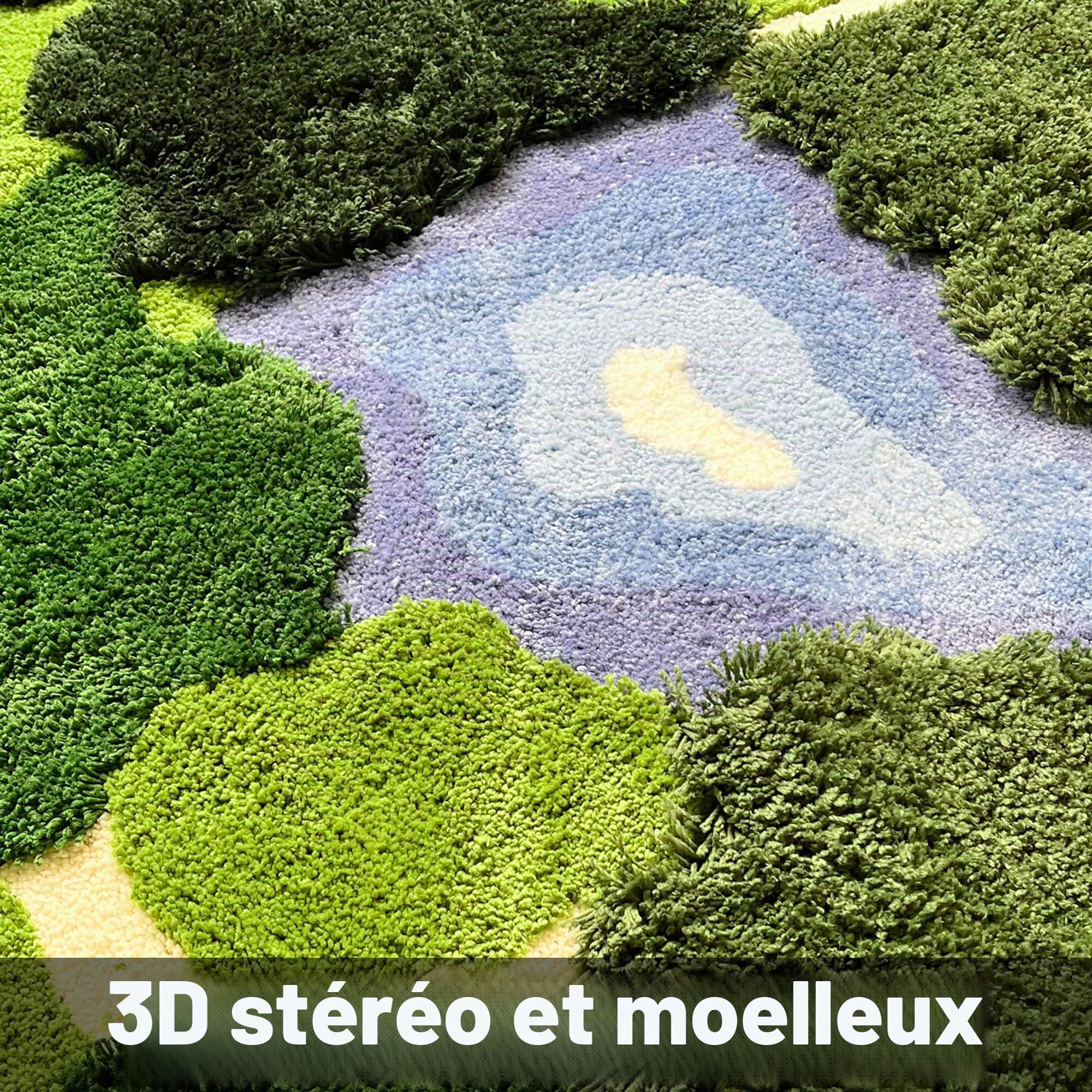 Tapis de mousse 3D à poils longs de 0,9 x 1,5 m – Tapis de bain tropical antidérapant ultra doux et lavable – Tapis de jeu pour enfants, tapis de sol pour chambre à coucher, salon, vert, 0,9