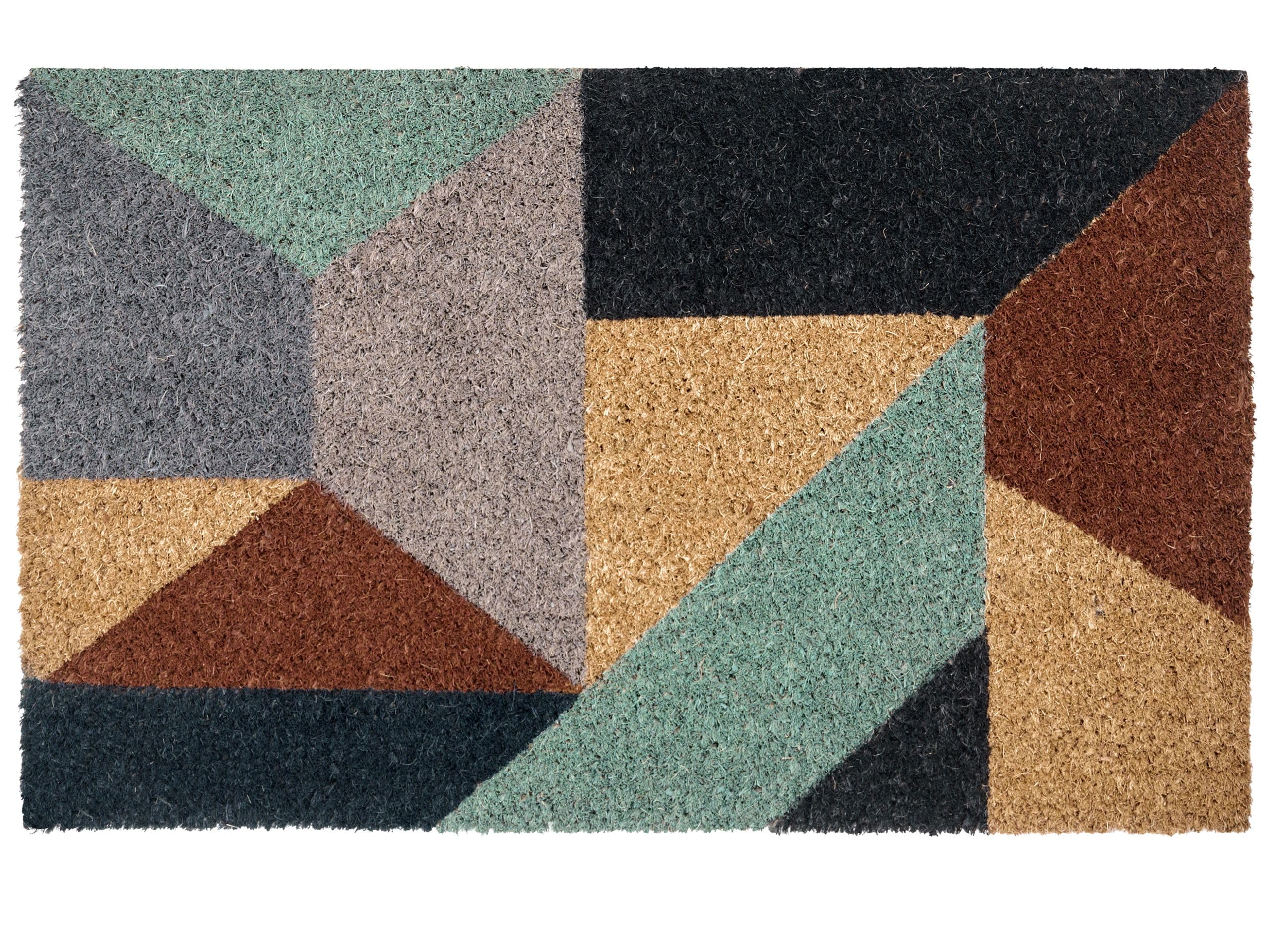 Beliani Paillasson d'Entrée en Fibre de Coco 45 x 75 cm Dessous PVC Antidérapant Motif Géométrique Multicolore Kipmik