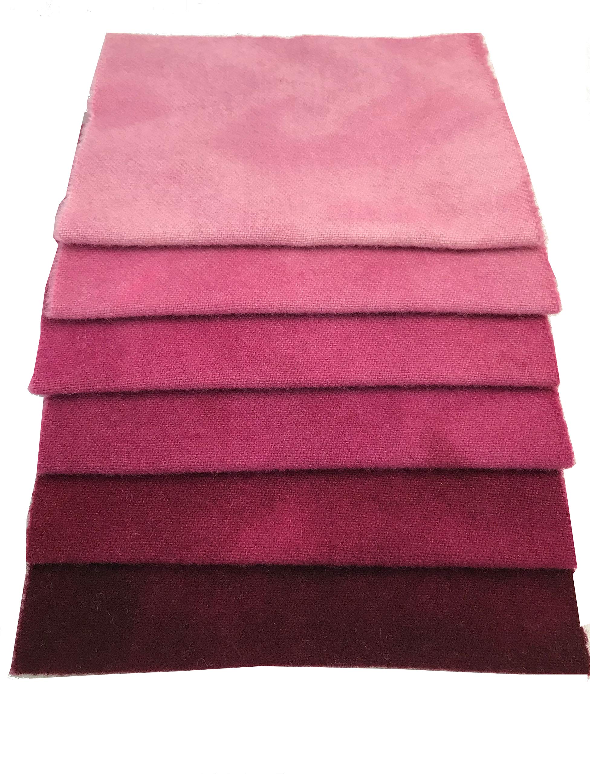 Winterberry Cabin Hand-Dyed Felted 100% Wool; Evening Rose 6 pc Small Charm Bundle