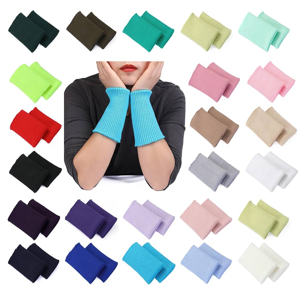 Knit Rib Cuff Stretch Ribbed Fabric Seamless Cuffing,Tubular Ribbing By The Meter Or Pair. Revamp Clothing Jacket Cuff, By Neotrims | Jade Green, 1 Pair (2 Pieces