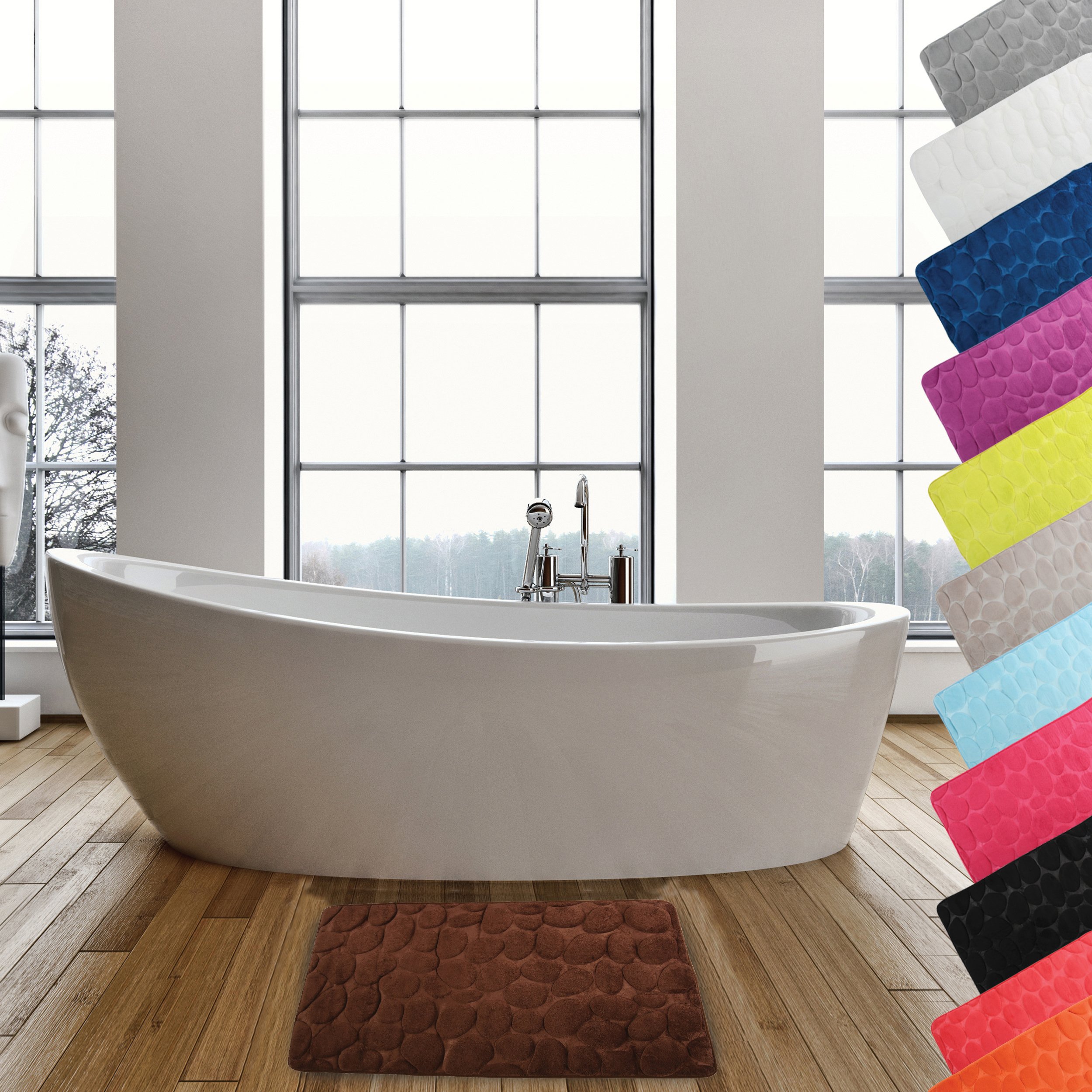 MSV 141068 "Pebble" Bath Mat with Foam Fibres, Chocolate Brown, 40 x 60 cm, 40 x 60 cm (Rectangular)