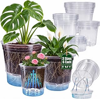 Bluepro Self Watering Pots for Indoor Plants, 8/6.5/5 Inch, 18-Pack