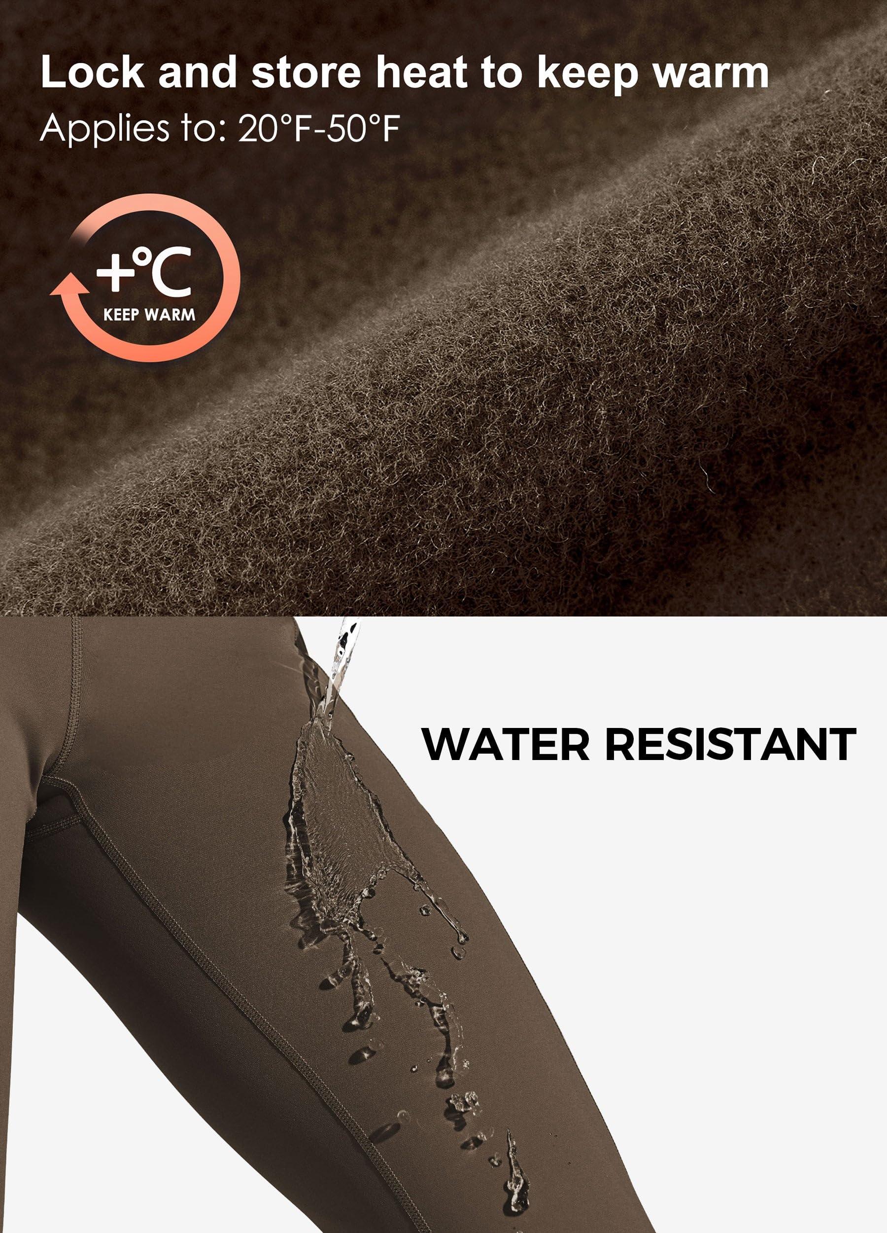 Willit Pantalon de yoga doublé en polaire pour femme - Pantalon d'hiver thermique taille haute - Résistant à l'eau