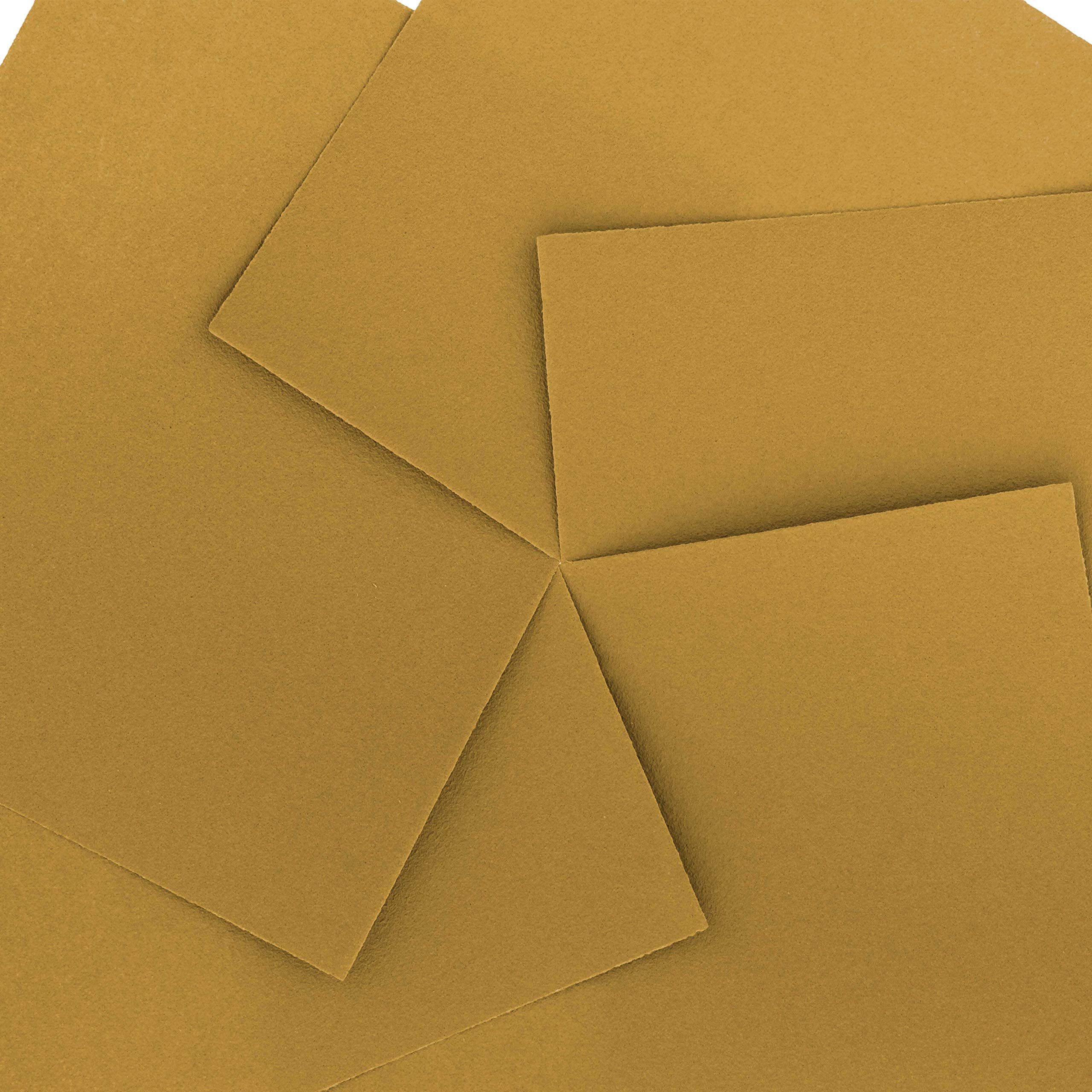 Dura-Gold - Papel de lija de grano 180 dorado - 1/4 hoja de papel de lija liso 5.5" x 4.5" - para lijadoras de palma automotriz y carpintería - Caja de 400