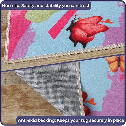 Miniatura 6 de Superior Alfombra de interior para niños, decoración de piso de mariposa para guardería, dormitorio de niños, decoración de sala de juegos,