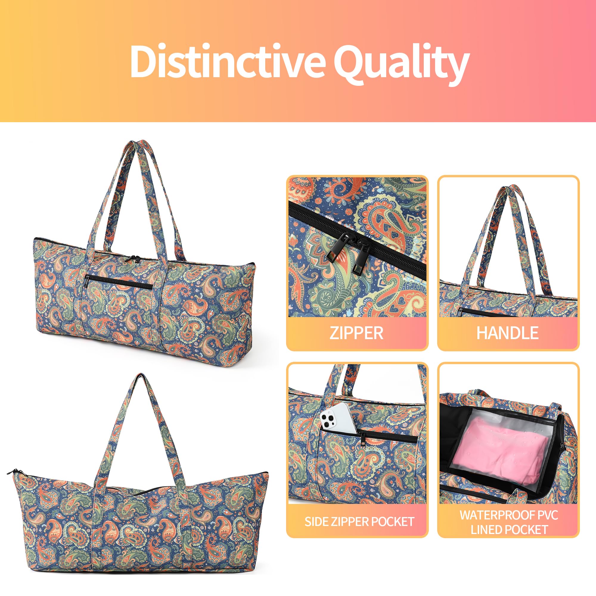 Boulder Bee Bolsa para esterilla de yoga con bolsillo húmedo, transportador grande para esterilla de yoga, regalos de yoga para mujeres, bolsa de gimnasio para viajes, oficina, playa, entrenamiento