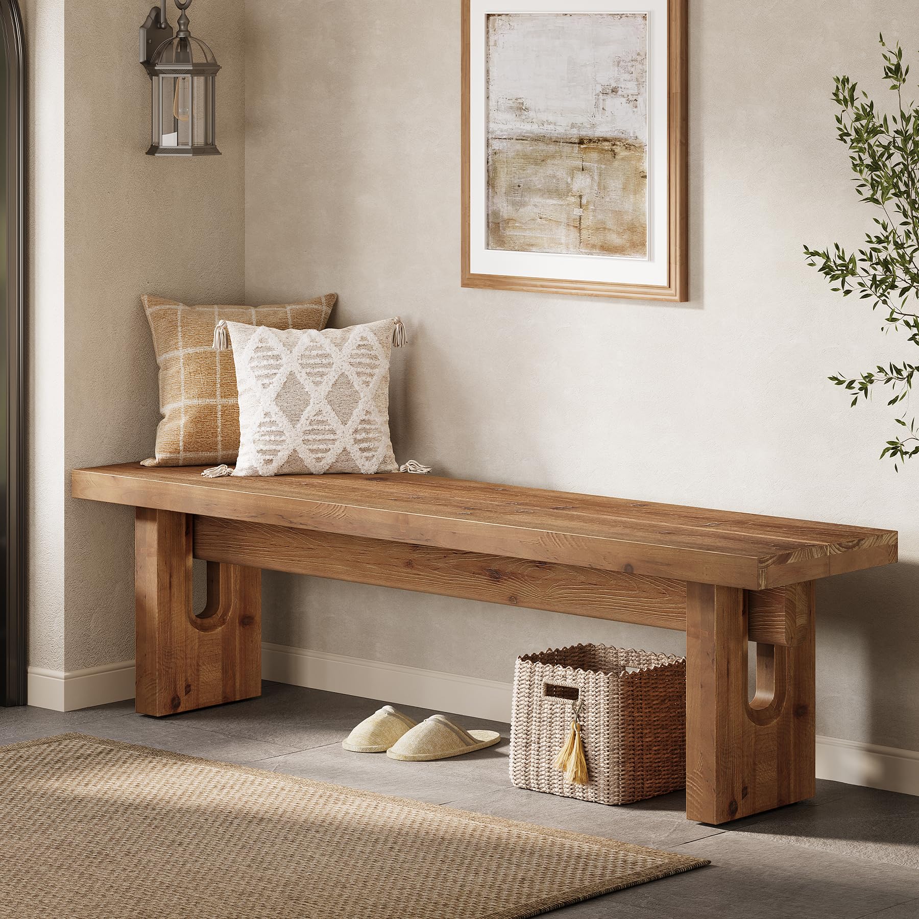 Farmhouse Solid Wood Bench - 63" Long