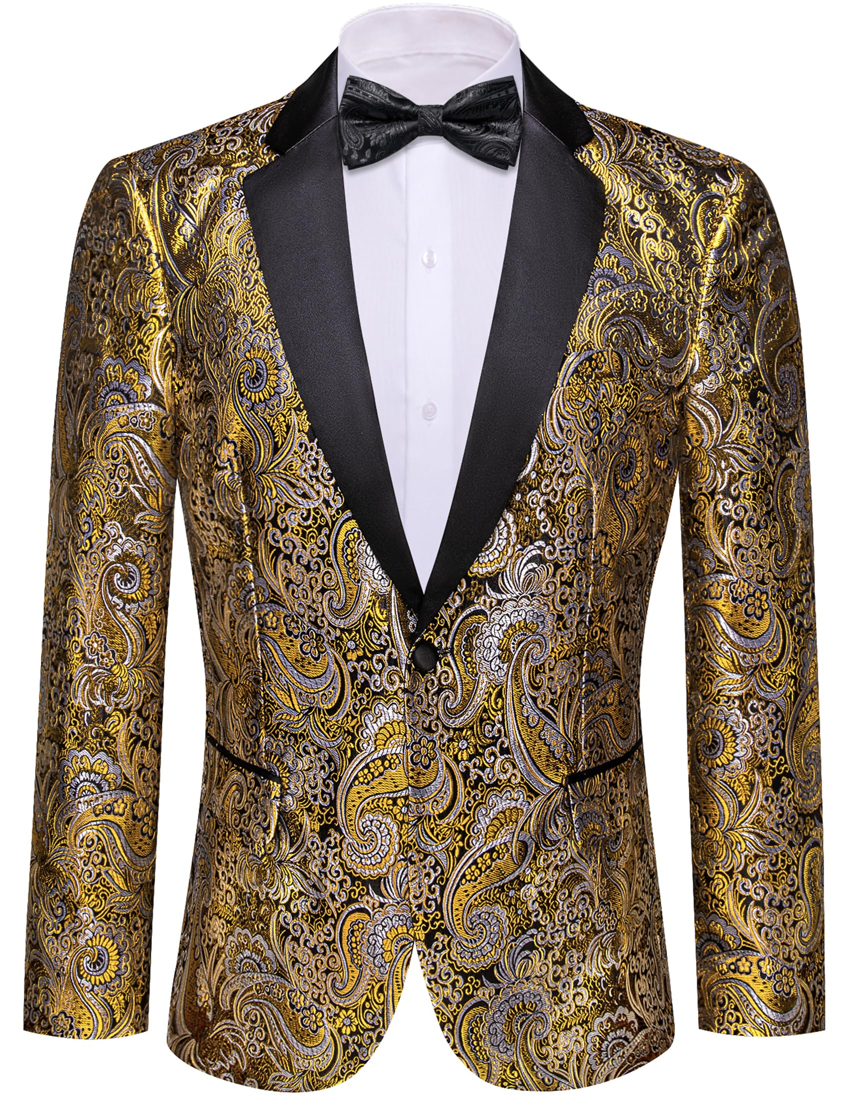Barry. Wang Men's Sport Coats &amp; Blazers Flower Suit Jacket 1 Button Paisley Tuxedo Mardi Gras Carnival Parade Gift