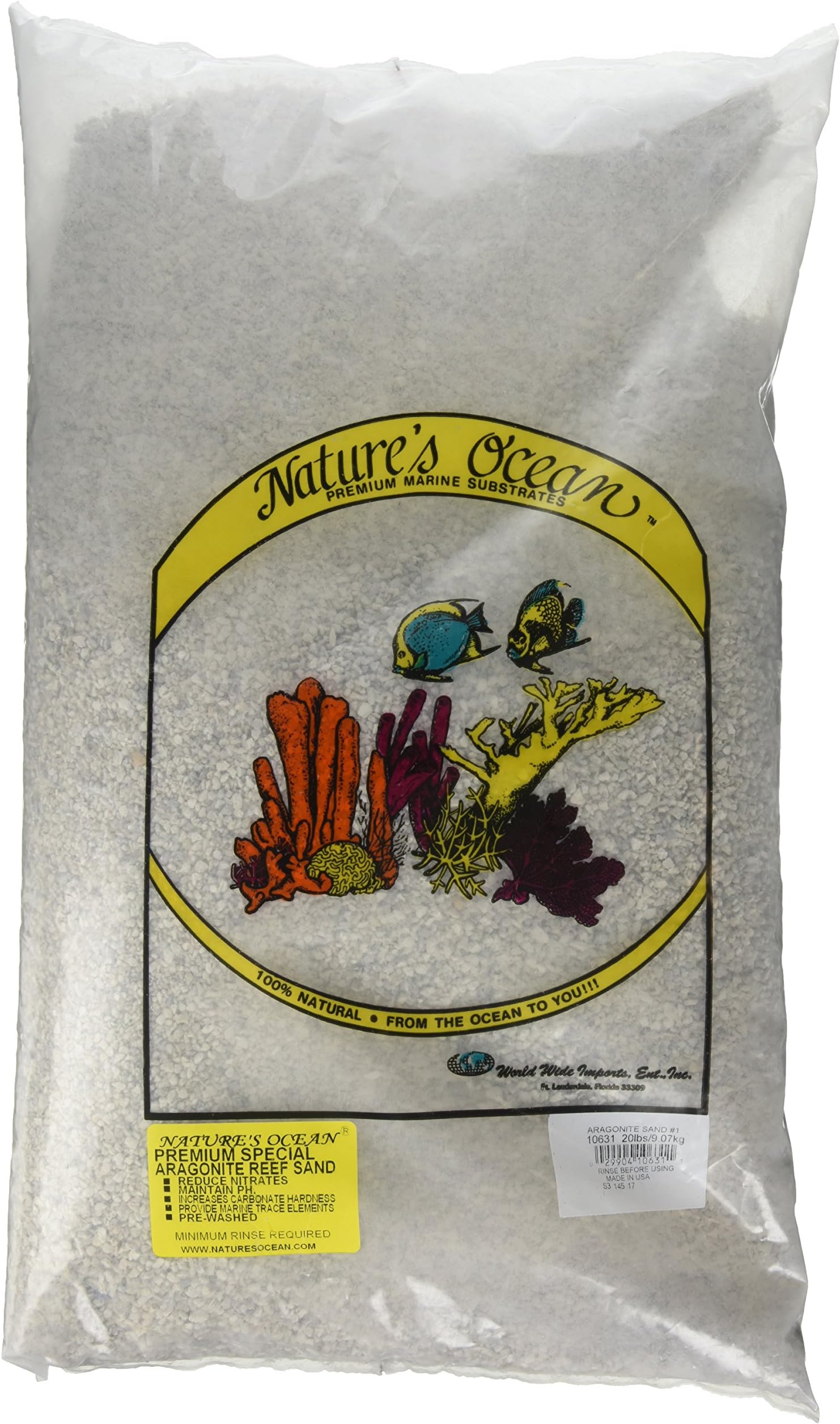 Nature's Ocean No.1 Aragonite Sand for Aquarium, 20-Pound