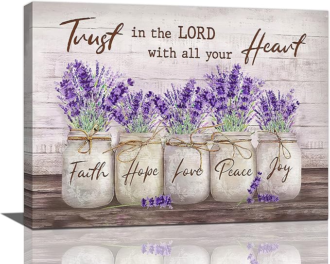 Rustic Lavender Wall Art Christian Quotes Wall Decor Flower Purple