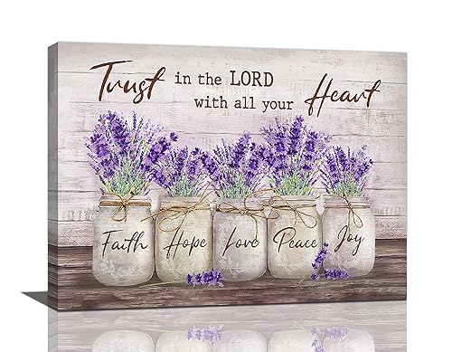 Rustic Lavender Wall Art Christian Quotes Wall Decor Flower Purple
