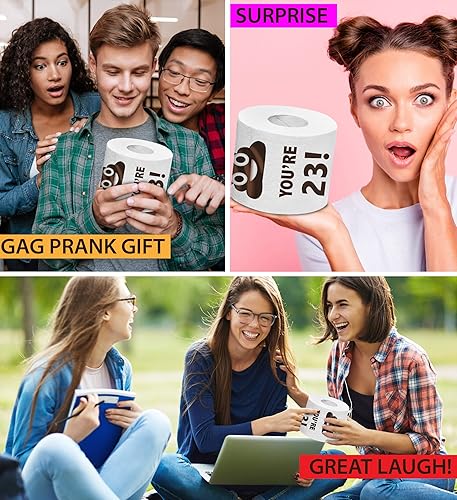 Miniatura 4 de Papel higiénico impreso TP Holy Poop You're 23 - Papel higiénico impreso con texto en inglés "Happy 23rd Birthday" para la mejor broma, sorpresa,