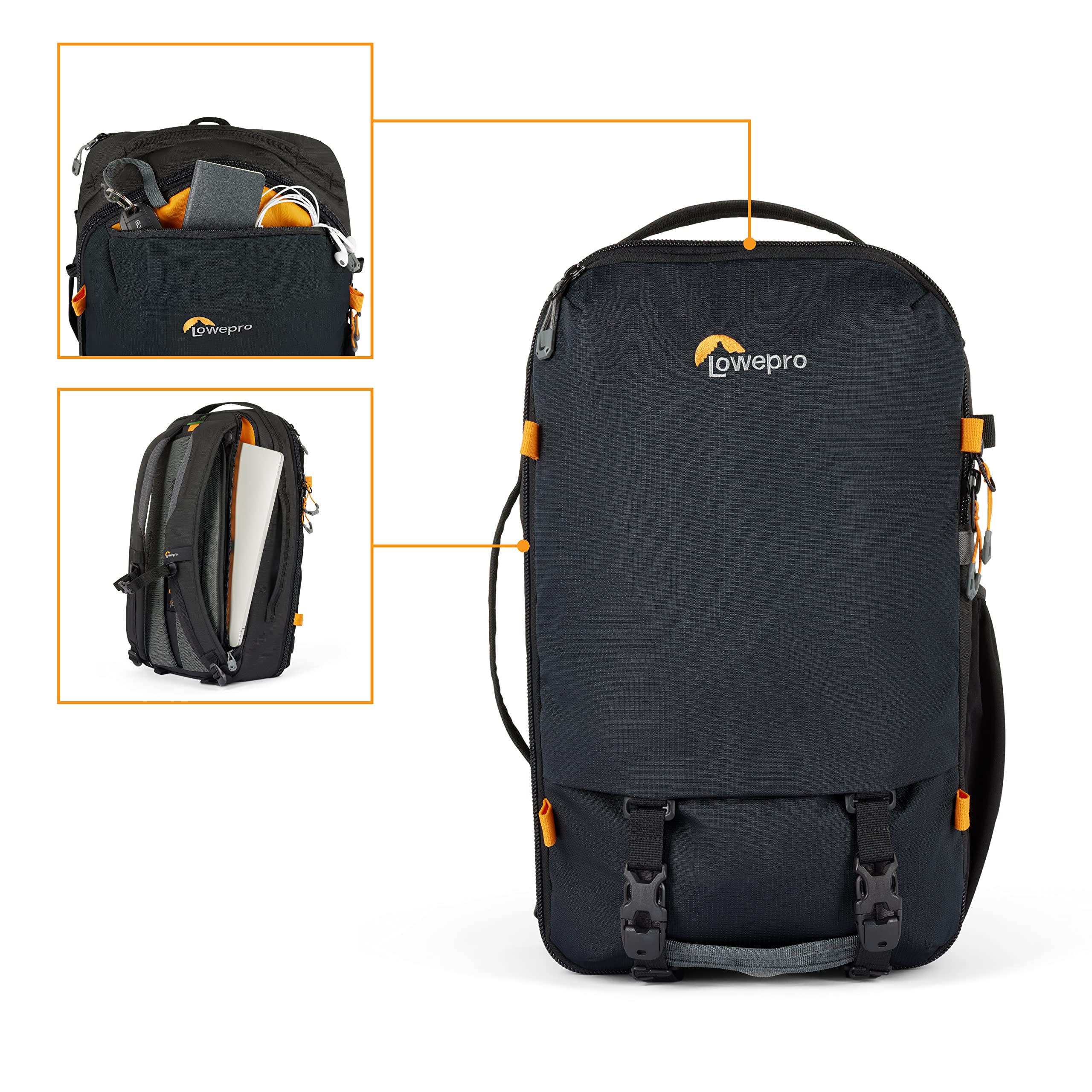Lowepro Trekker Lite BP 150, Sac à Dos pour Appareil Photo Hybride avec Insert Amovible, Accessoire Système de Bandoulière, Compatible avec l'Appareil Sony Alpha 6000, Noir
