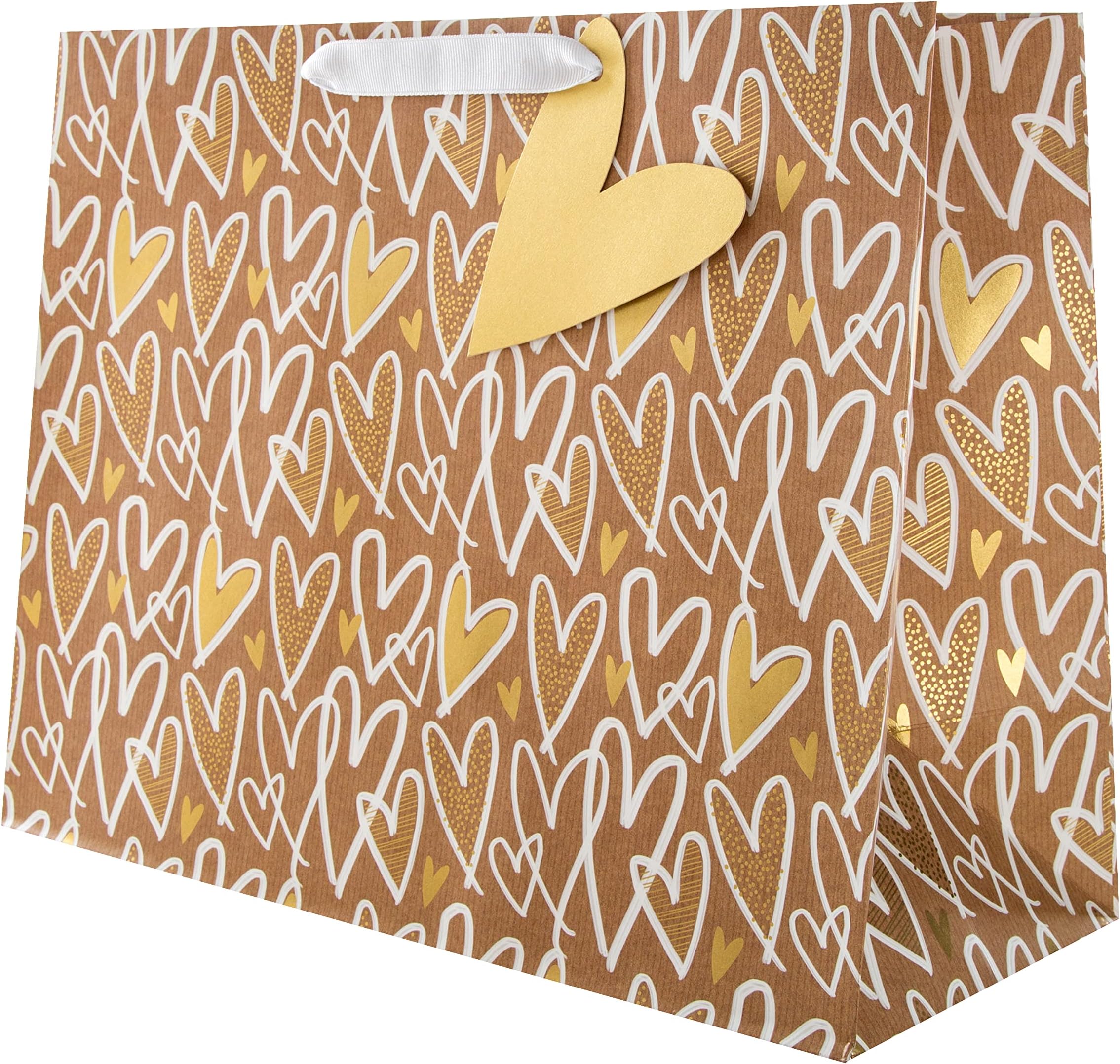 Hallmark Multi-Occasion Large Gift Bag - Kraft Hearts Design