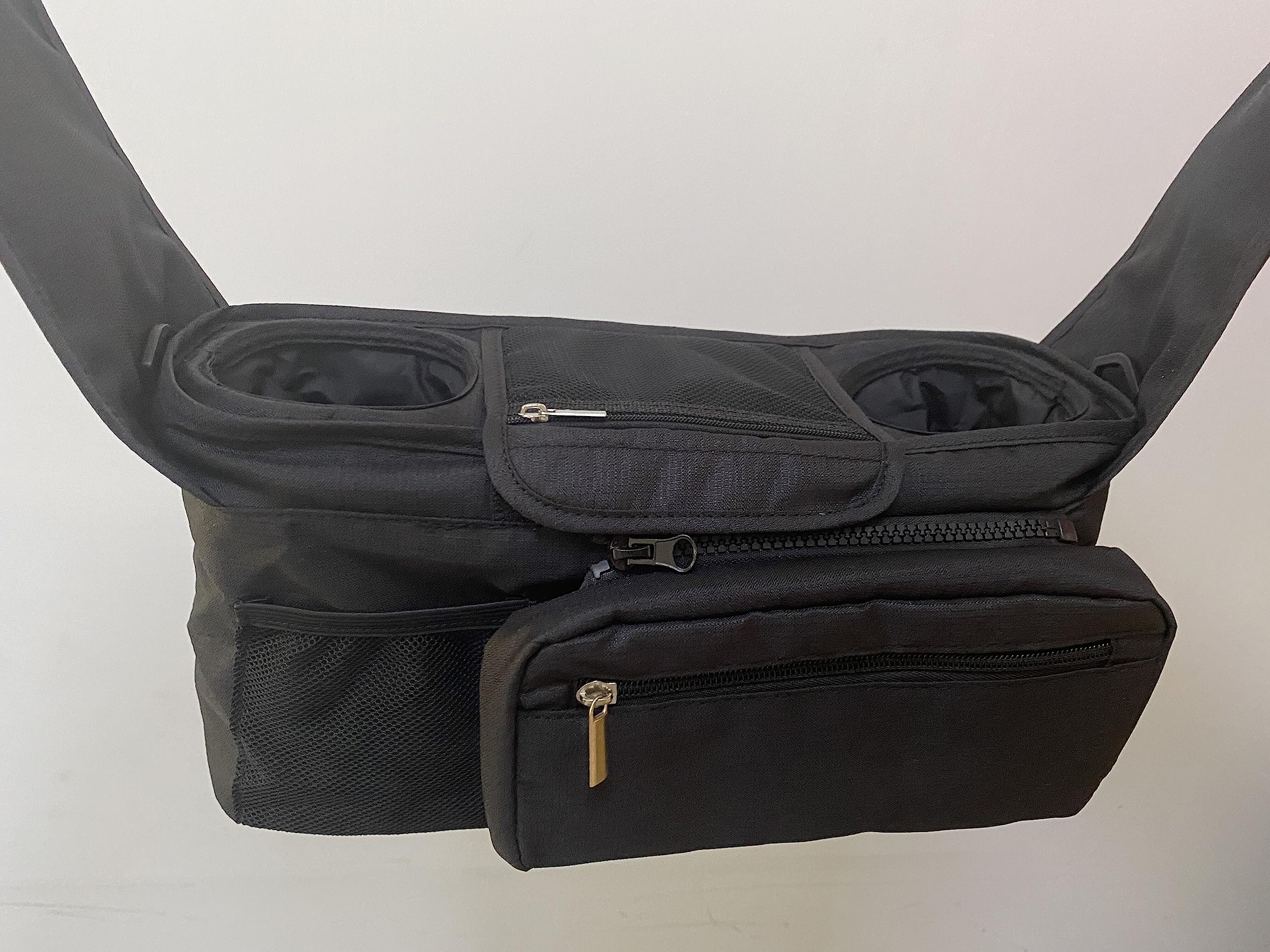 Photo 1 of Baby Stroller Organizer Bag with Insulated Cup Holder Detachable Phone Pocket & Shoulder Strap, Fits Most Strollers, Black