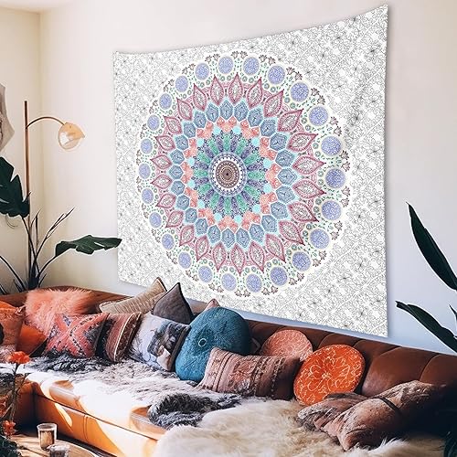 Miniatura 2 de XIAYUEHUA Tapiz hippie indio bohemio psicodélico mandala para dormitorio, tapiz floral estético para colgar en la pared, arte de pared bohemio para