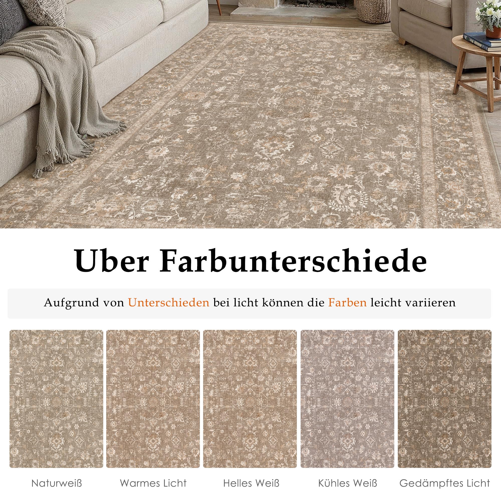 PureCozy Teppich Wohnzimmer 200x300cm Dunkelbraun Waschbarer rutschfest Teppiche – Ansicht 3