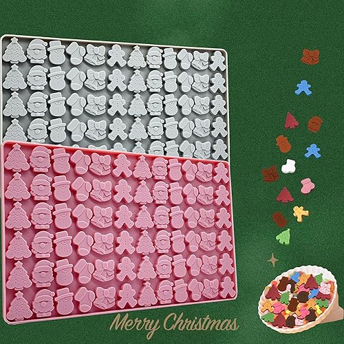 Miniatura 5 de 2 moldes de silicona de Navidad de 72 cavidades para árbol de Navidad, moldes de silicona con hombre de jengibre, Papá Noel, moldes para dulces,