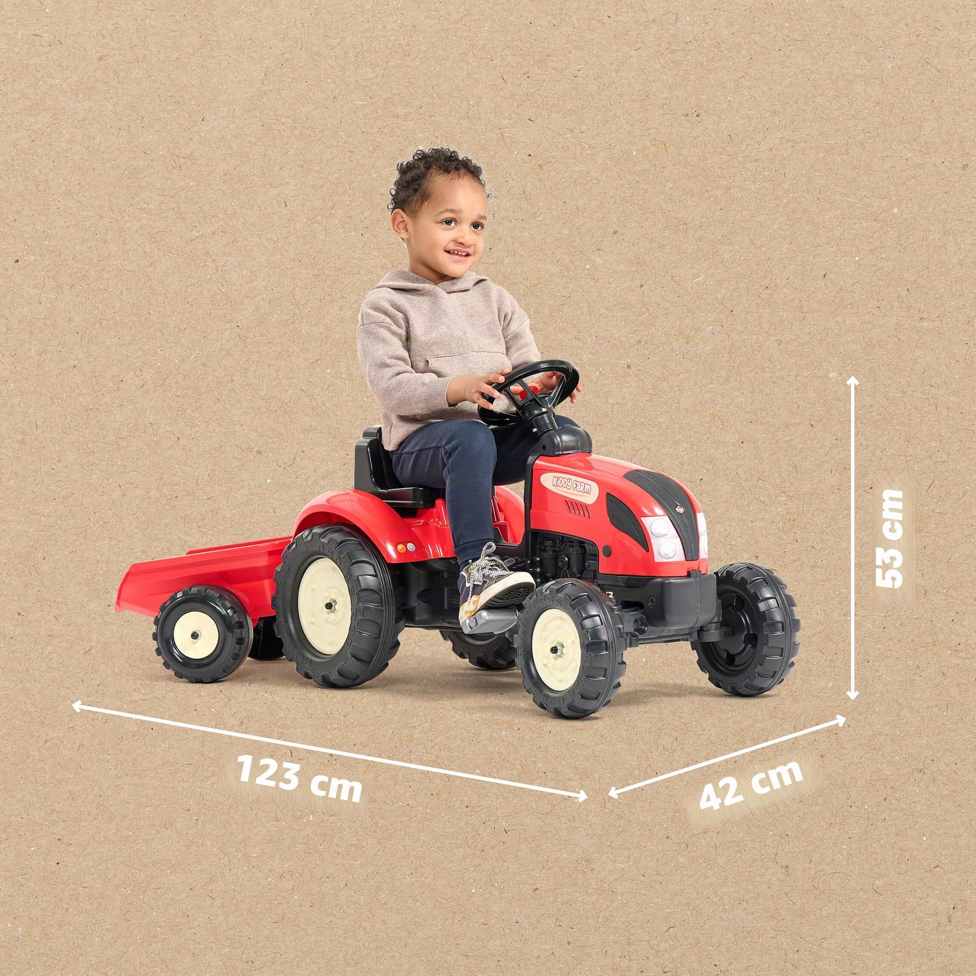 FALK Kiddy Farm - Tractor de Pedales con Remolque, Fabricado en Francia, a Partir de 2 años, 2158L