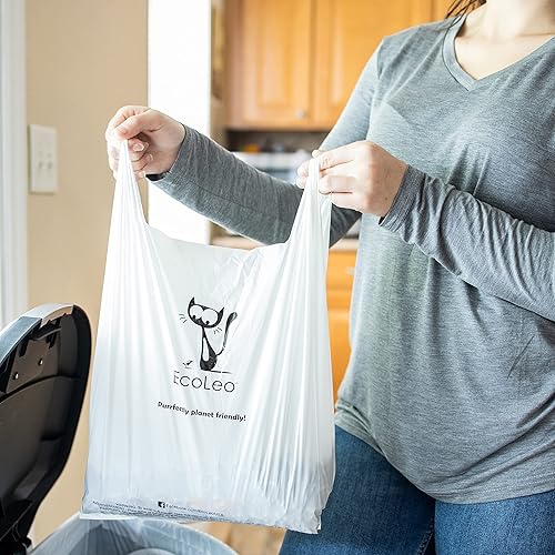Miniatura 6 de Bolsas de basura para desechos de gatos  XL, compostables, sin plástico, gruesas, sin fines de lucro, bolsas para mascotas y perros con asas fáciles