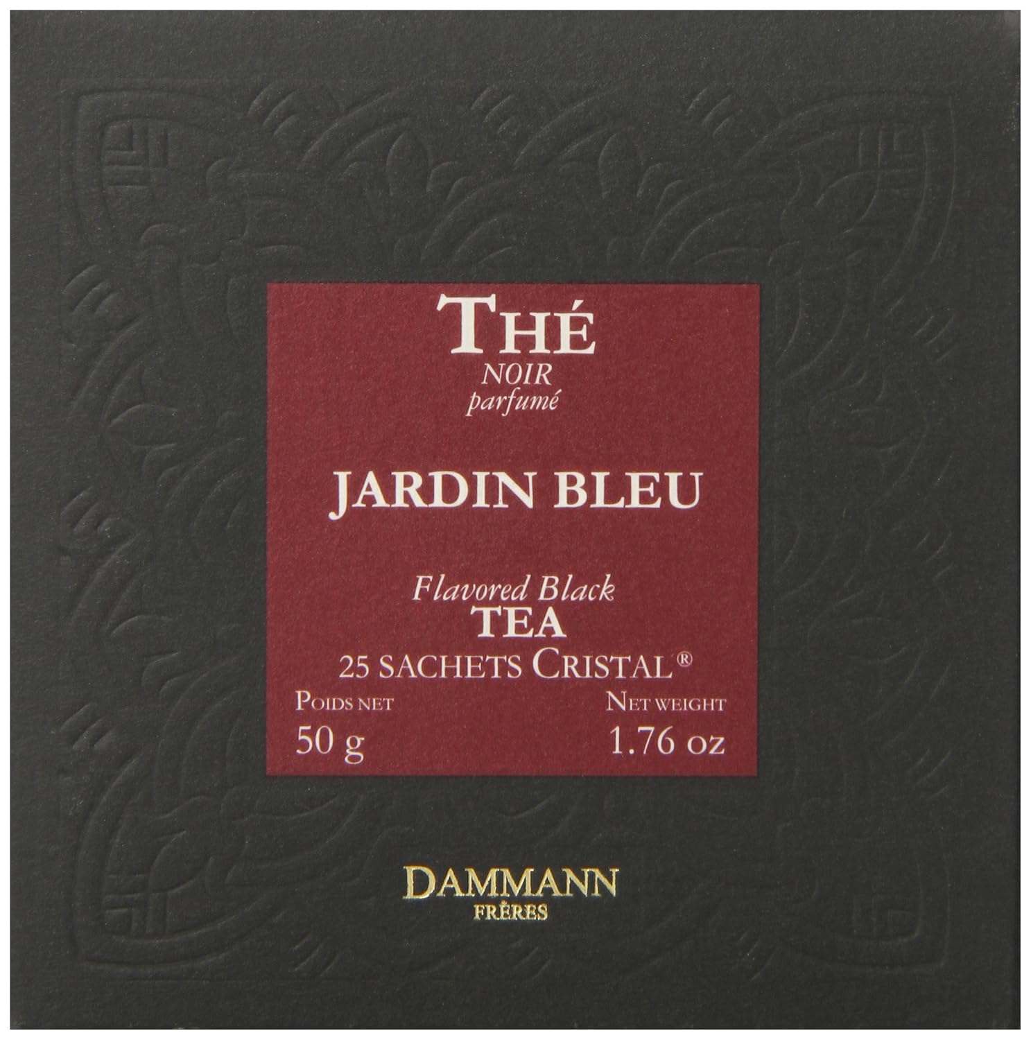Dammann Freres Sachets, Jardin Bleu Tea Bags, Premium Gourmet French Black Tea, Blend Strawberry, Rhubarb Flavors, 25 Count (Single Pack) (SYNCHKG055739)