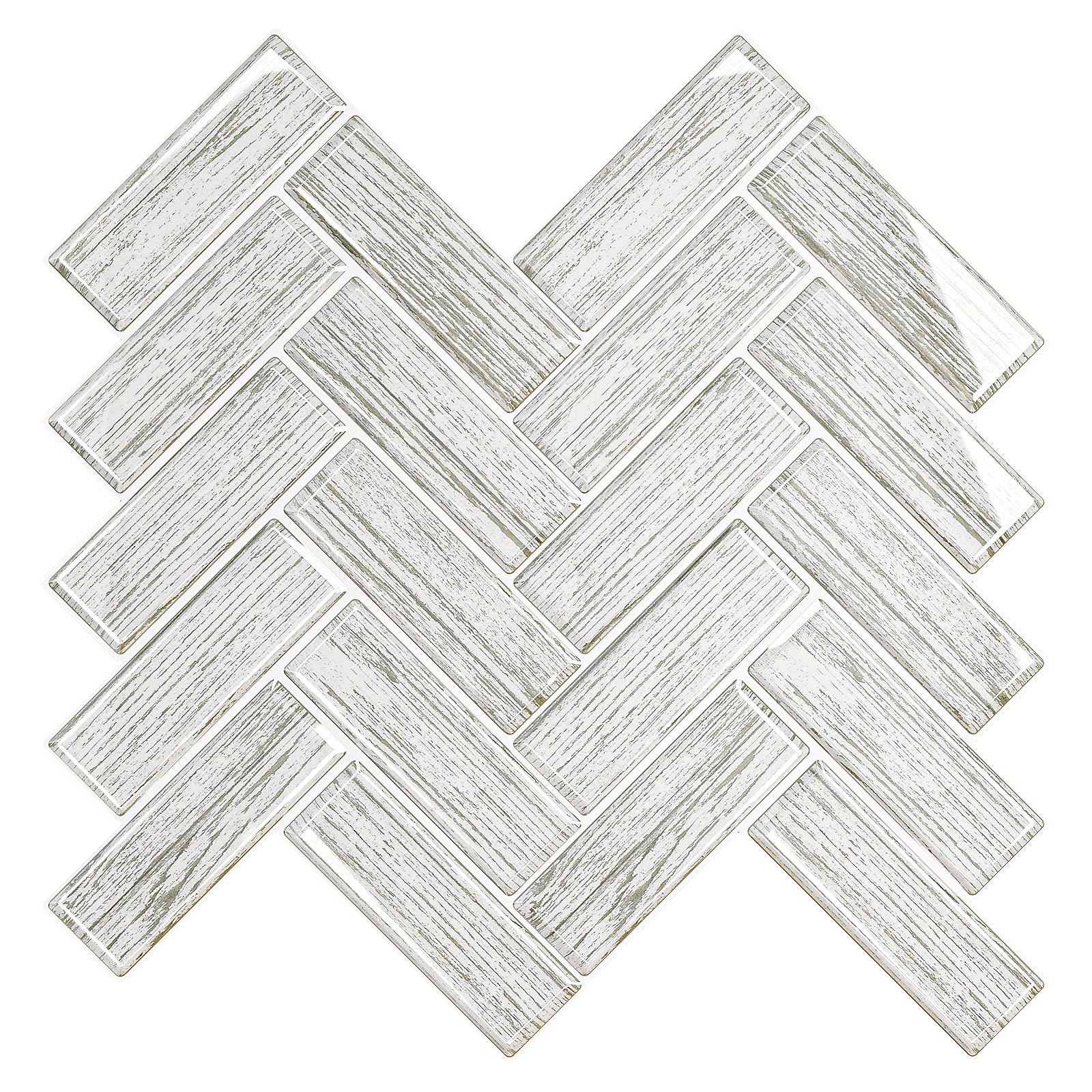VEELIKE 3D Fliesenaufkleber Holzoptik Grau Fischgrätmuster Klebefliesen Küche Fliesenfolie Badezimmer Wasserfest Küchenfliesen Selbstklebend Wandfliesen Küchenrückwand 30.5cm×30.5cm 6 Stück