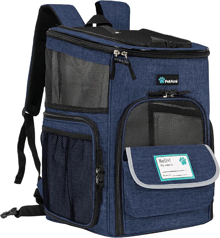 Mochila para Transporte de Cães e Gatos PetAmi com Entrada 4 Vias, Azul