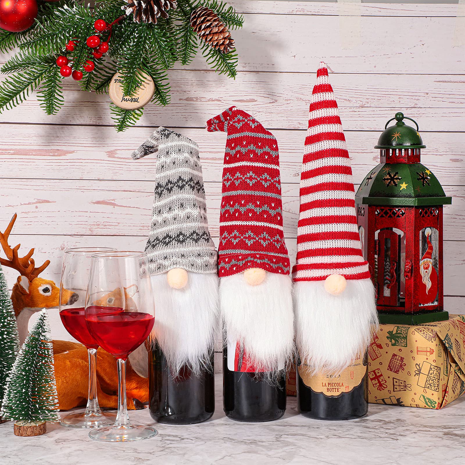 4 Pcs Christmas Wine Bottle Cover Wine Bottle Bags Wine Bottle Cover Decoration Gift Bags