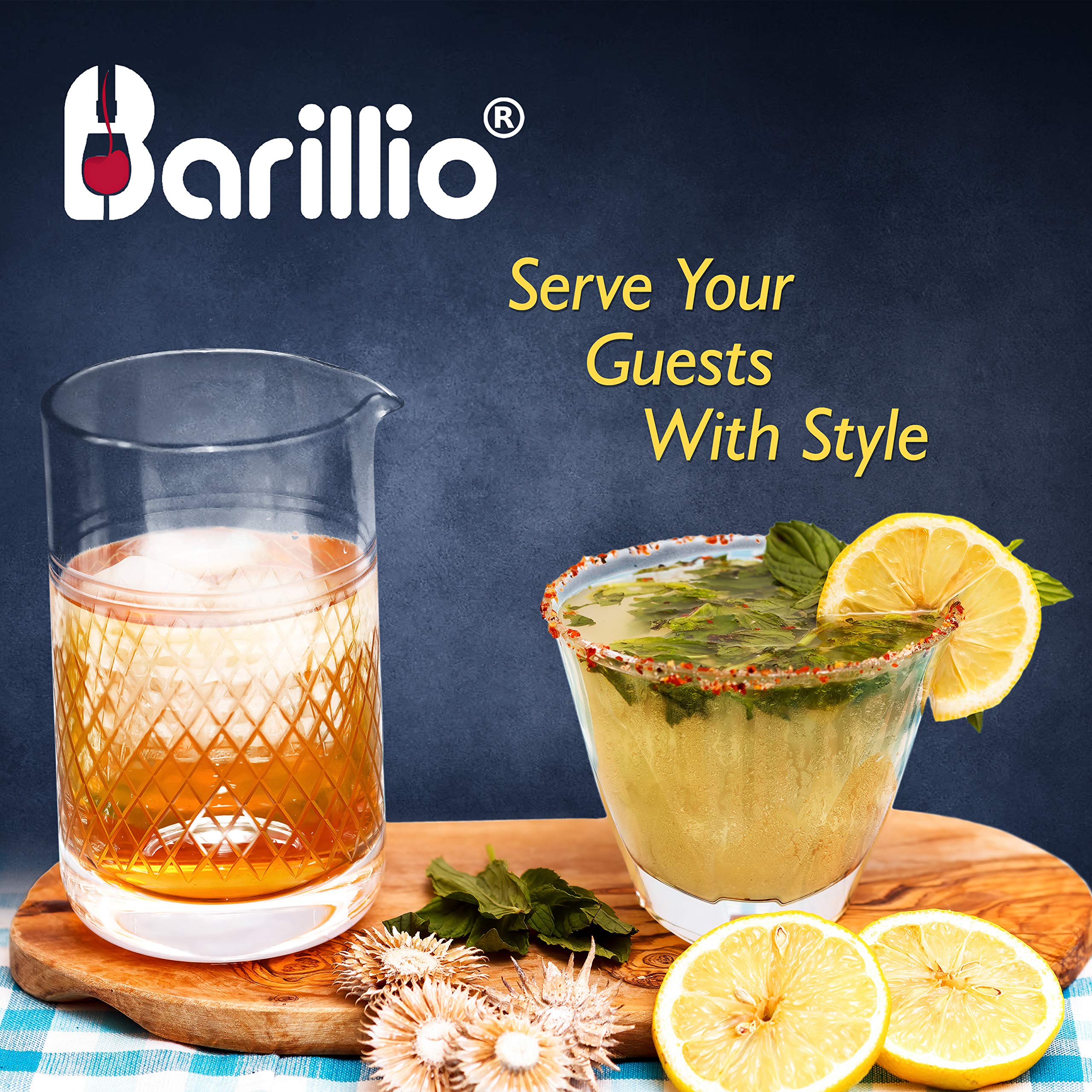 Barillio 20 Oz Crystal Cocktail Mixing Glass Set Seamless Mixing