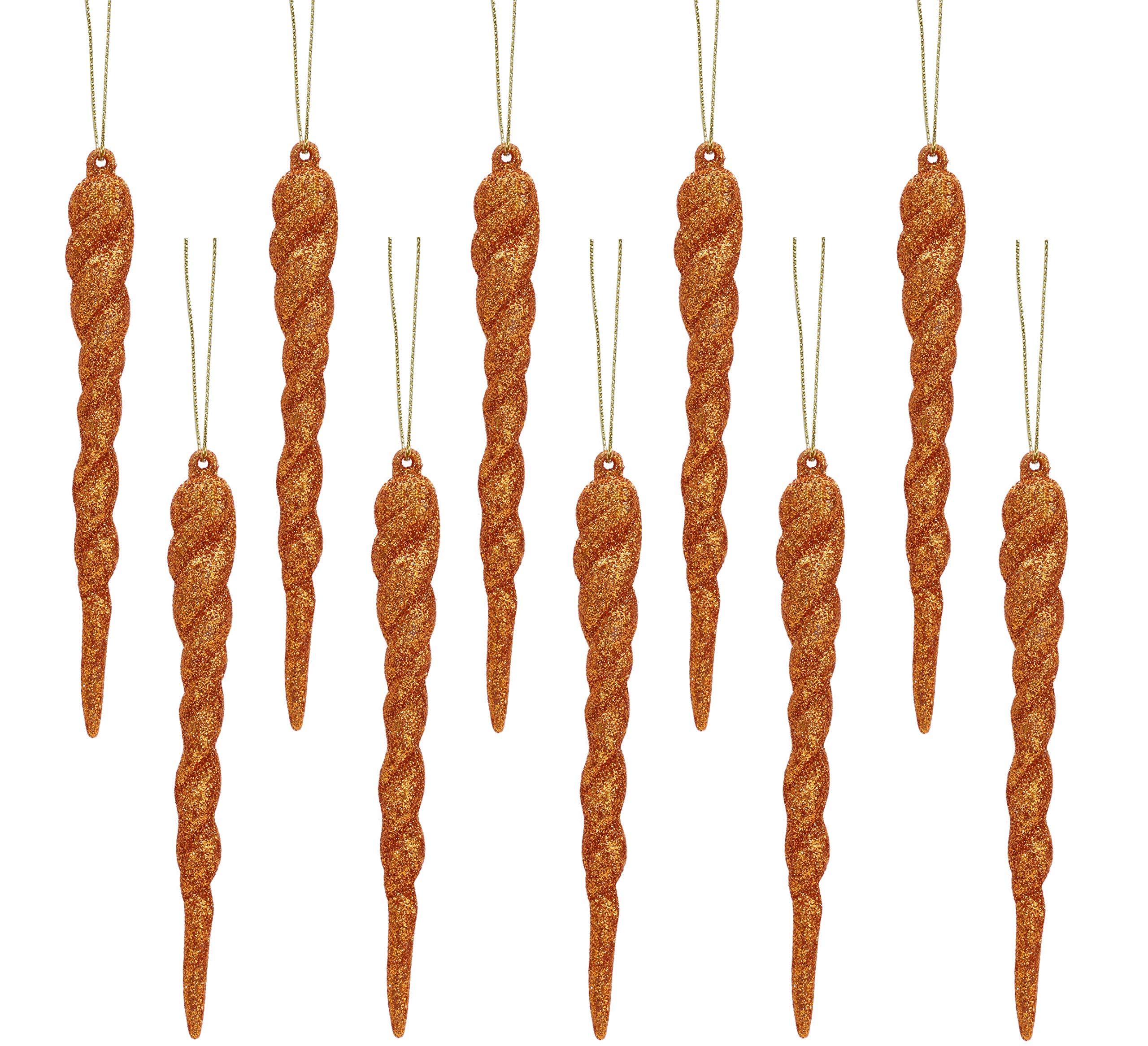 Christmas Concepts® 12cm Glitter Icicle Decorations Christmas Tree Trims (COPPER, 10)