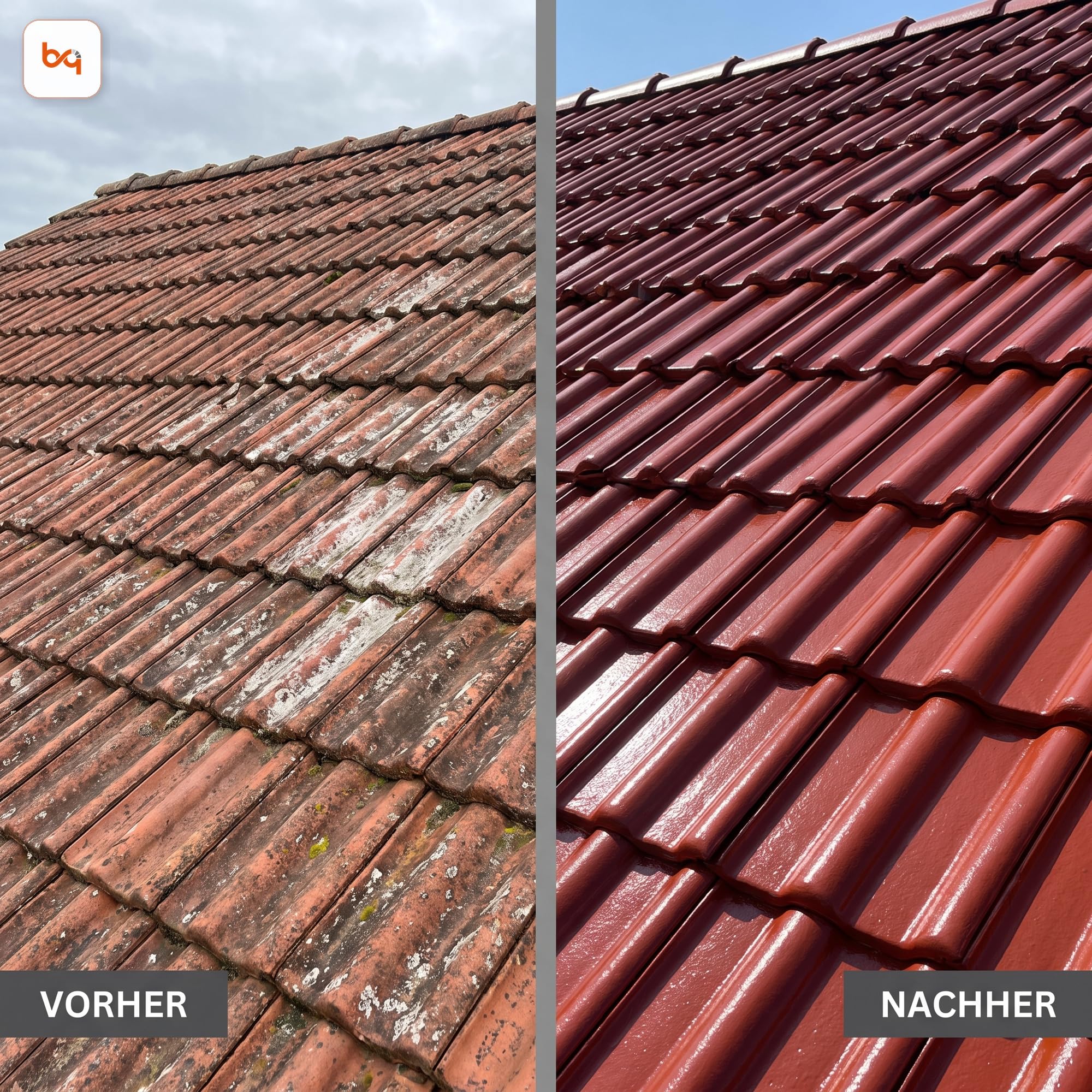 BEKATEQ Dachbeschichtung in Grün 10L Sockelfarbe, Dachfarbe für Dachziegel, Beton, Holz, Eternit, Bitumen - UV & wetterfest, schnelltrocknend, elastisch, hydrophobe Isolierschicht BE-510
