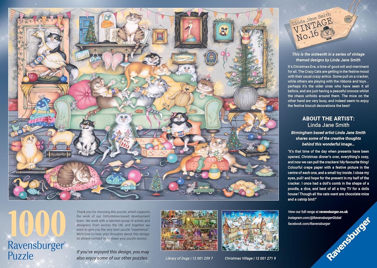 Ravensburger Crazy Cats Vintage No. 16 Christmas Biscuits 1000 Piece Jigsaw Puzzles for Adults and Kids Aged 12 Years and Up
