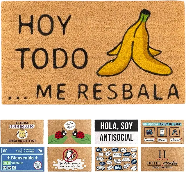 Felpudo Diseño Rectangular de Fibra de Coco con Base Antideslizante - 40x70 cm