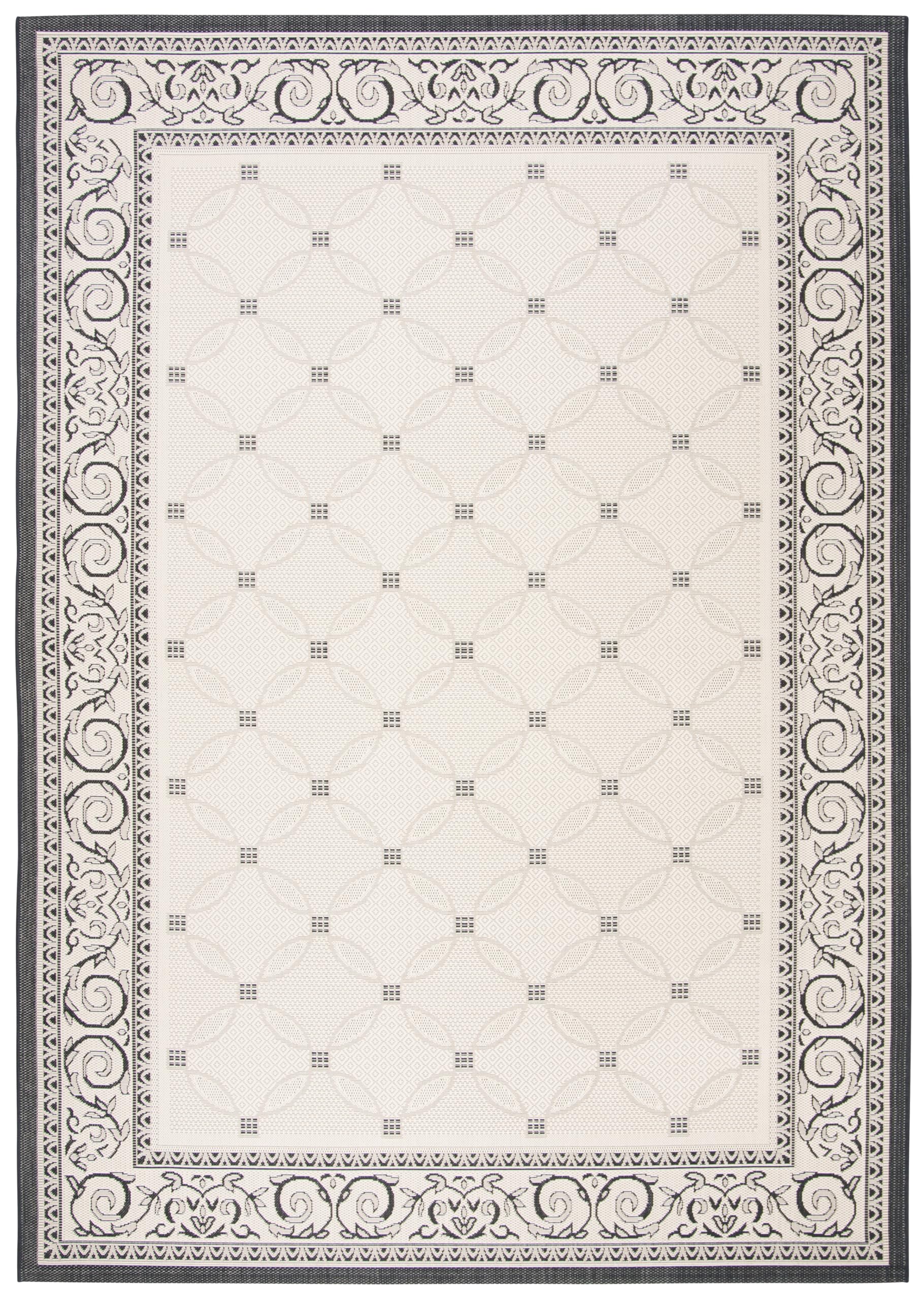 SAFAVIEH Washable Rug Outdoor Courtyard Collection - 9' x 12', Sand & Black, Non-Shedding & Easy Cleaning, Ideal for Patio, Backyard, Mudroom (CY1502-