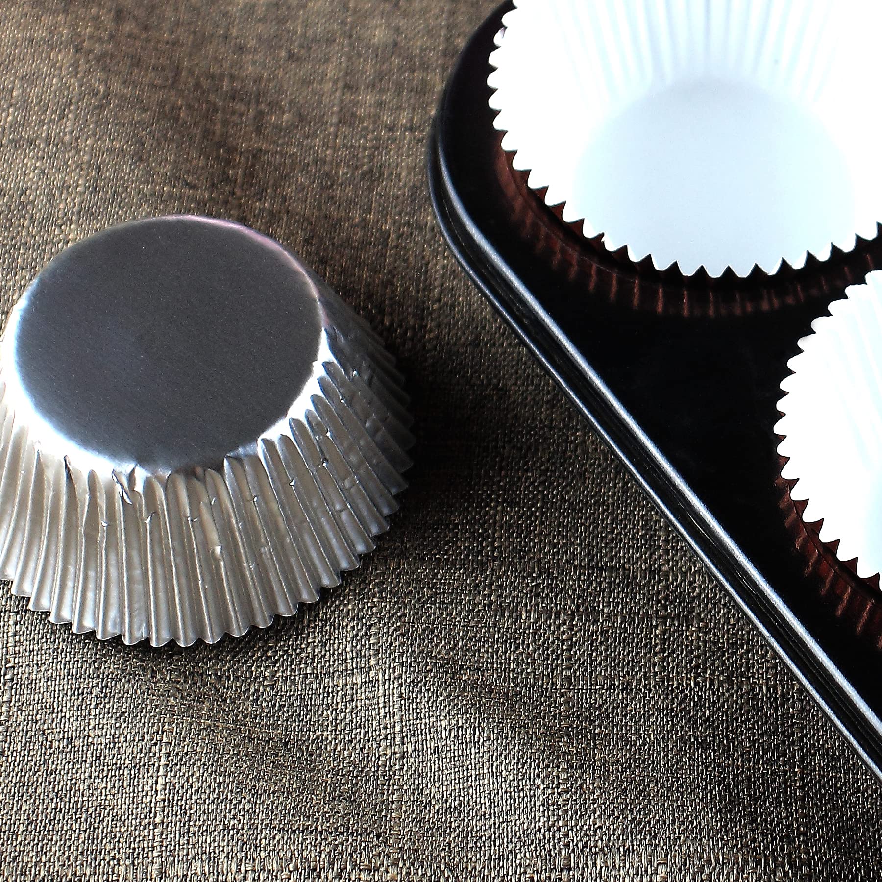 Coppe Per Cupcake In Carta Metallizzata, 200 Pezzi, Standard, Colore Argento, Per Dolci E Muffin