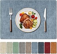 Vista 15 de Juego de 4 manteles individuales de piel sintética resistente al calor Enaskv – Manteles individuales impermeables y resistentes al aceite, Beige