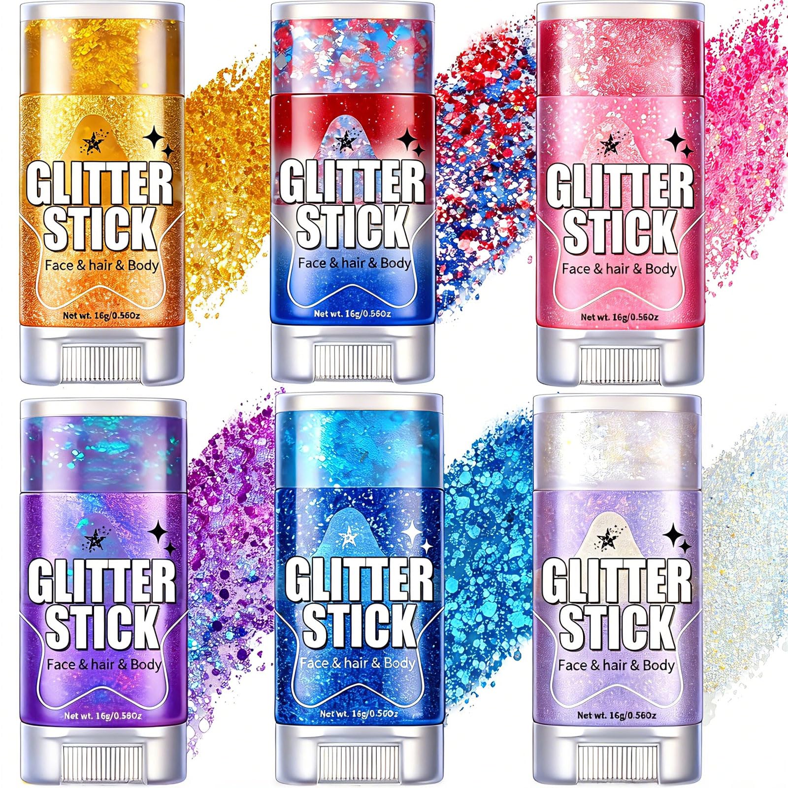 AROIC Body Glitter Stick 6-Pack
