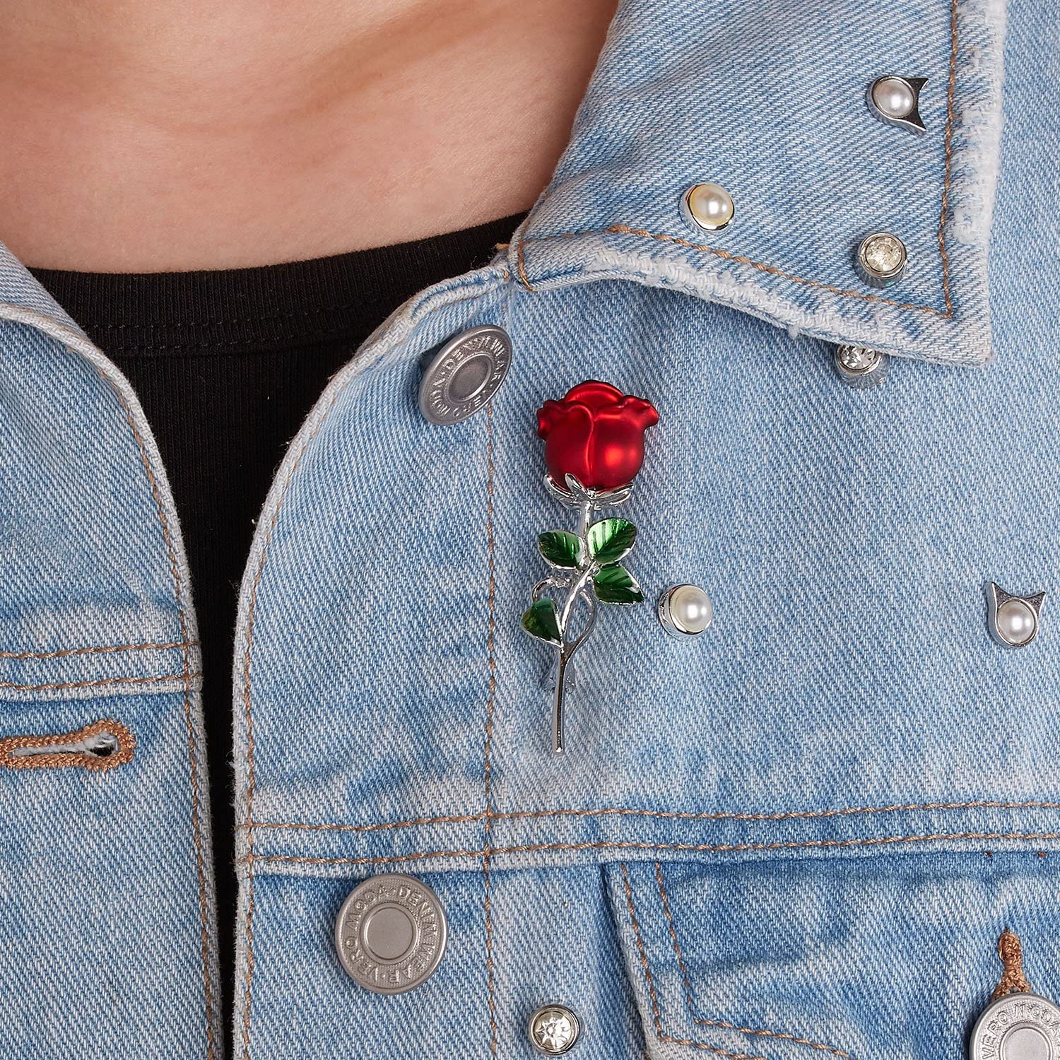 Spilla A Fiore Di Rosa In Smalto E Lega – Elegante, Regalo Per Donne, Ufficio, Matrimonio, Accessorio Moda Per Vestiti, Borsa E Cappotto