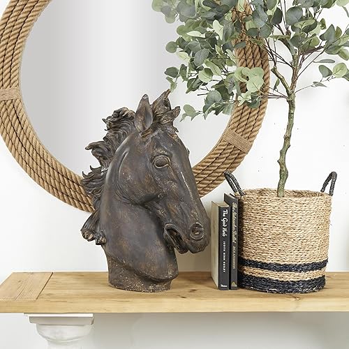 Miniatura 5 de Deco 79 Escultura de caballo Polystone, 22 "x 7" x 25", marrón