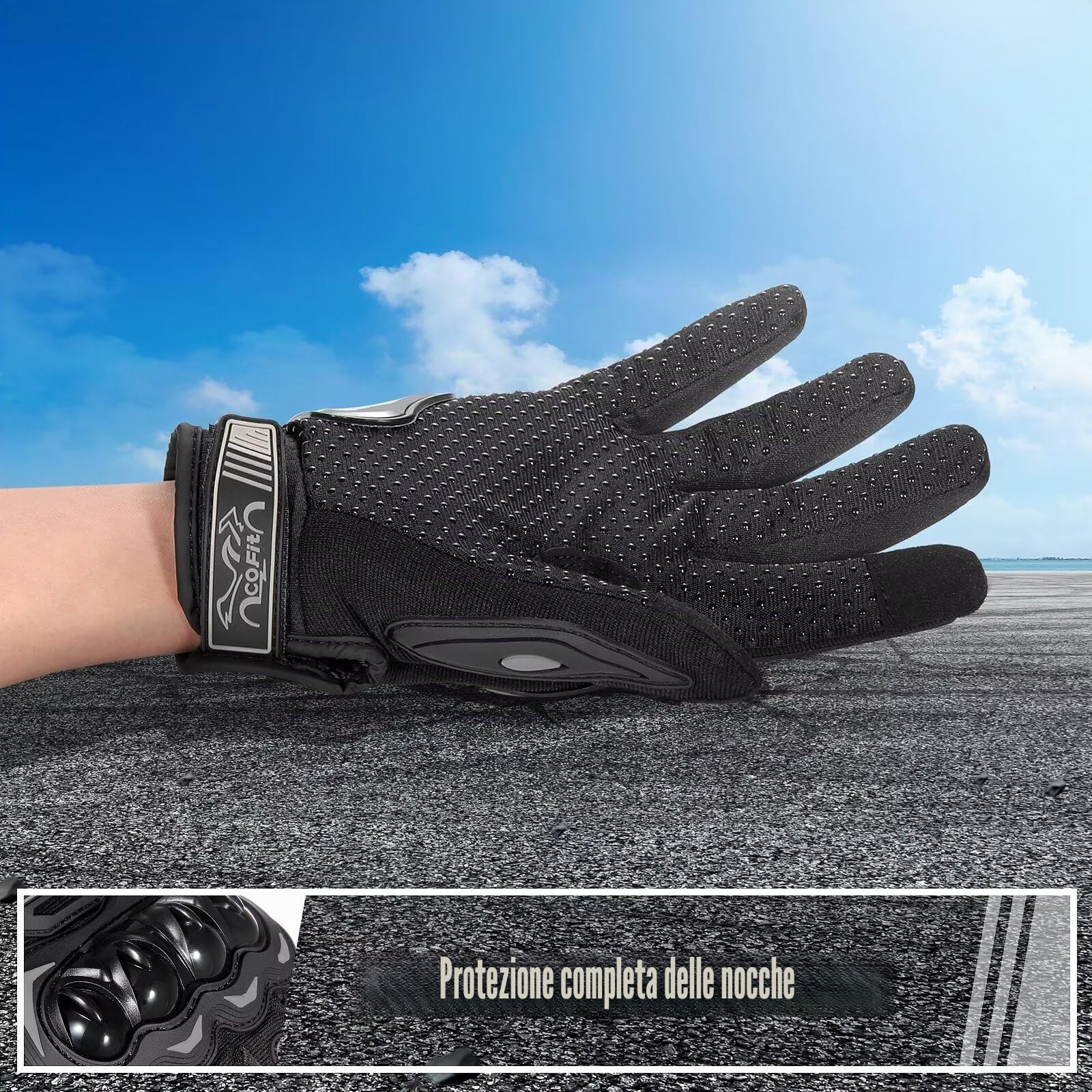 COFIT Guanti da Moto, Touchscreen sulle Dita, Guanti per corse in Motocicletta, per ATV BMX MTB Bicicletta, Arrampicata, Motocross e Altri Sport All'aperto